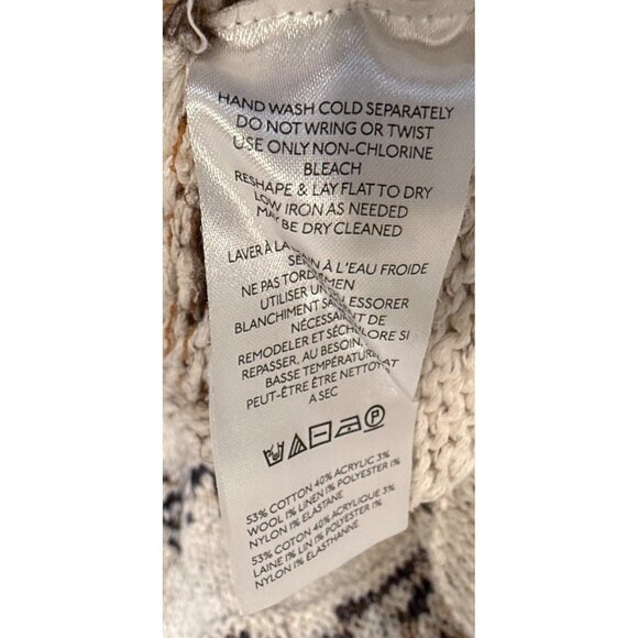 Anthropologie‎ Bohemian Knit Cardigan Sweater L Button Front Short Sleeve Beige - Picture 8 of 9